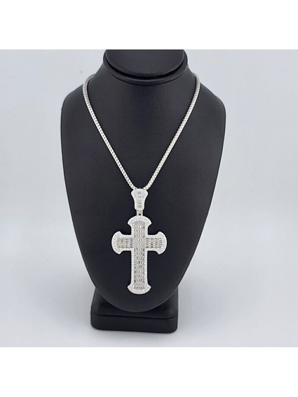 Brand New Sterling Silver 925 Cz Cross Necklace